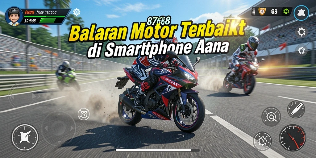 Gameplay mendebarkan di trek balapan Motor Racing.