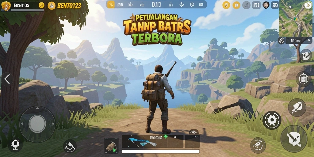 Screenshot gameplay BENTO123 yang menunjukkan dunia terbuka yang luas.