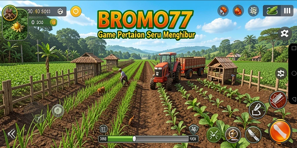 Screenshot dari gameplay BROMO77 menunjukkan aktivitas pertanian yang menarik.