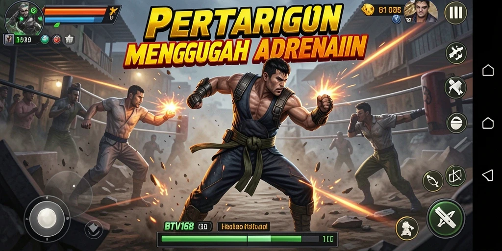 Tampilan gameplay seru dalam BTV168 saat pertarungan antar karakter.