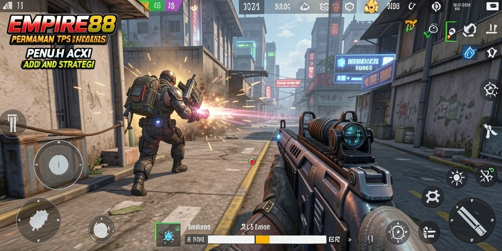 Tampilan gameplay TPS yang mendebarkan dan penuh aksi.