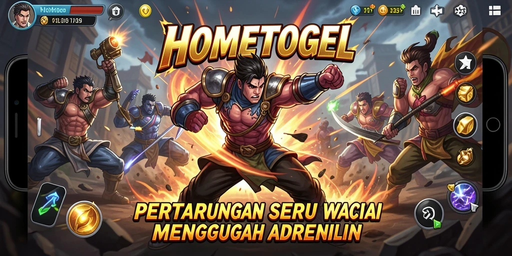 Screenshot HOMETOGEL menampilkan aksi seru dalam pertempuran mendebarkan.