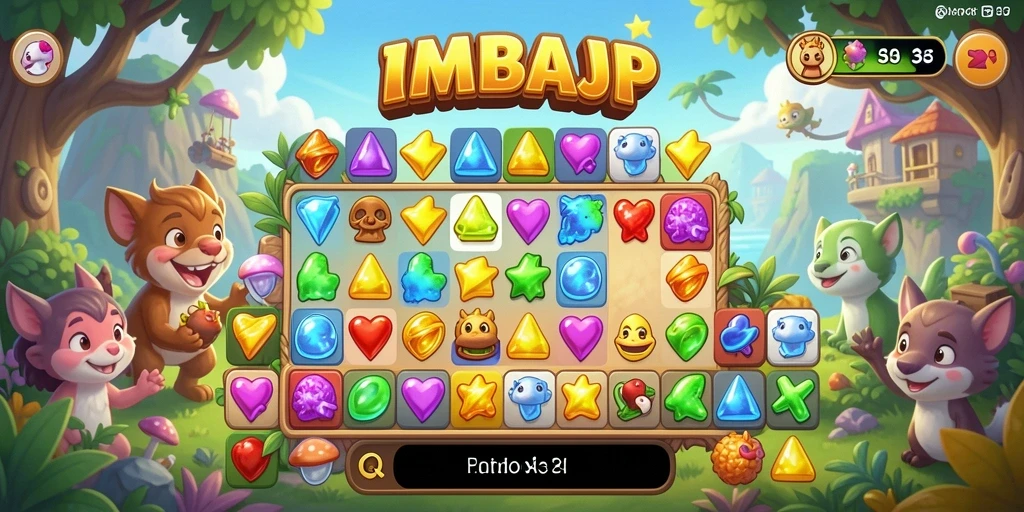 Screenshot gameplay IMBAJP yang penuh warna dan menantang.