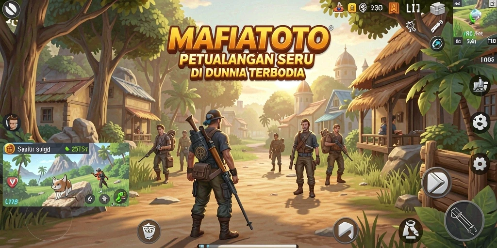 Tangkapan layar gameplay MAFIATOTO yang menunjukkan petualangan di dunia terbuka.