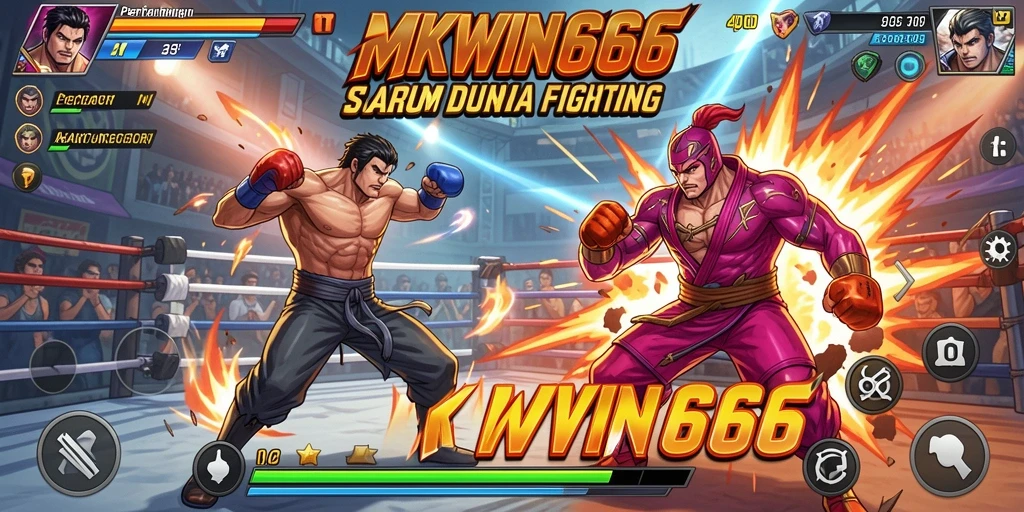 Screenshot MKWIN666 menampilkan pertarungan intens antara dua karakter.