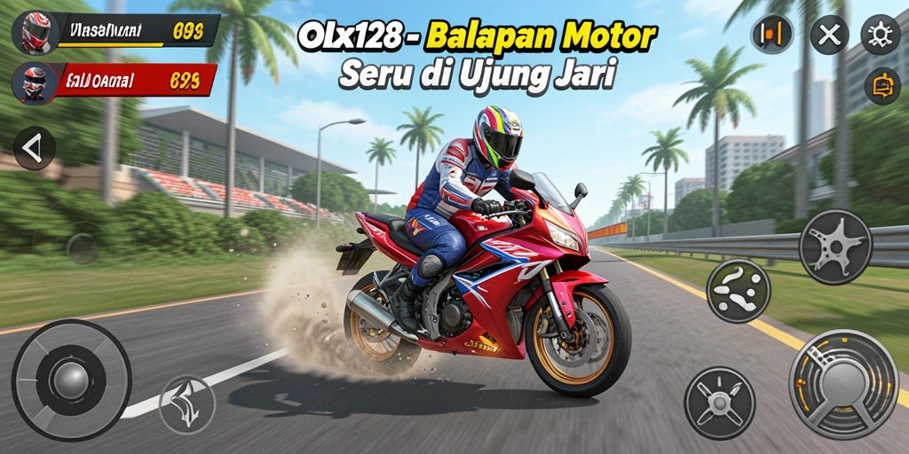 Tampilan gameplay seru dari balapan motor OLX128.